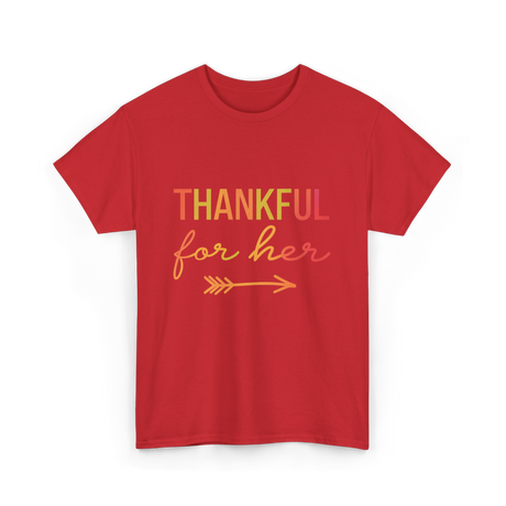 Thankful for Her Thanksgiving Family T-Shirt - Red