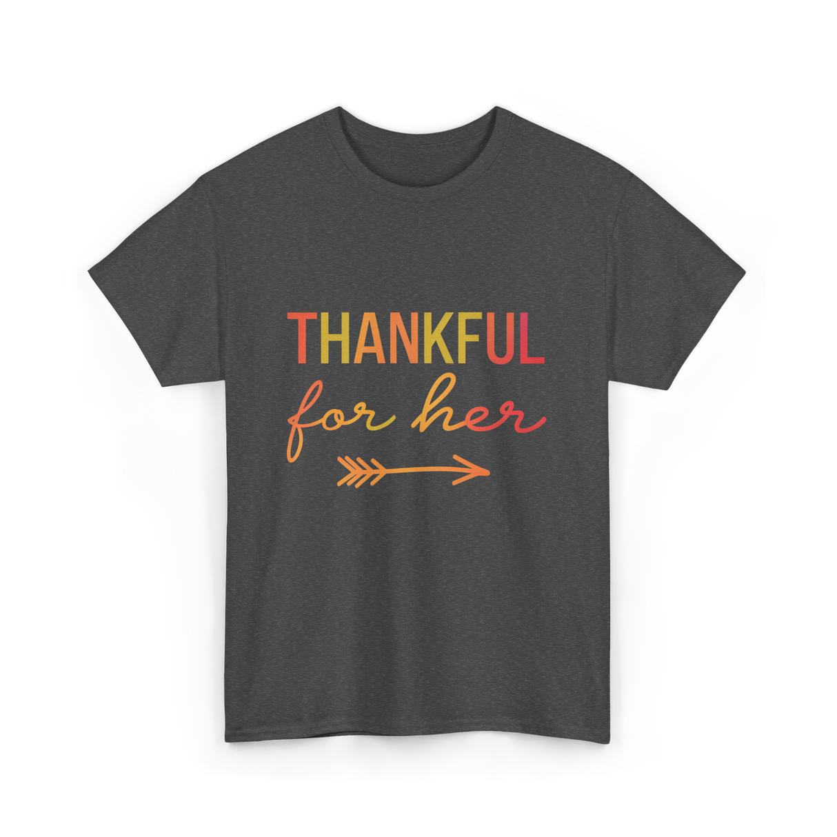 Thankful for Her Thanksgiving Family T-Shirt - Dark Heather