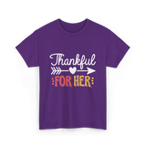 Thankful For Her Thanksgiving T-Shirt - Purple