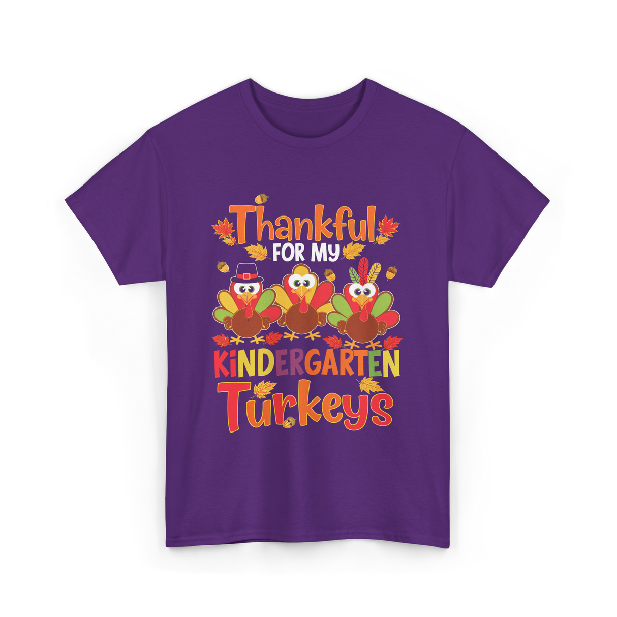 Thankful For My Kindergarten Turkeys T-Shirt - Purple