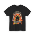 Thankful for My Preschool Turkeys Thanksgiving T-Shirt - Black