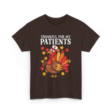 Thankful For Patients Turkey Nurse T-Shirt - Dark Chocolate