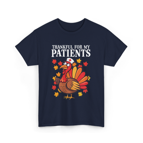 Thankful For Patients Turkey Nurse T-Shirt - Navy