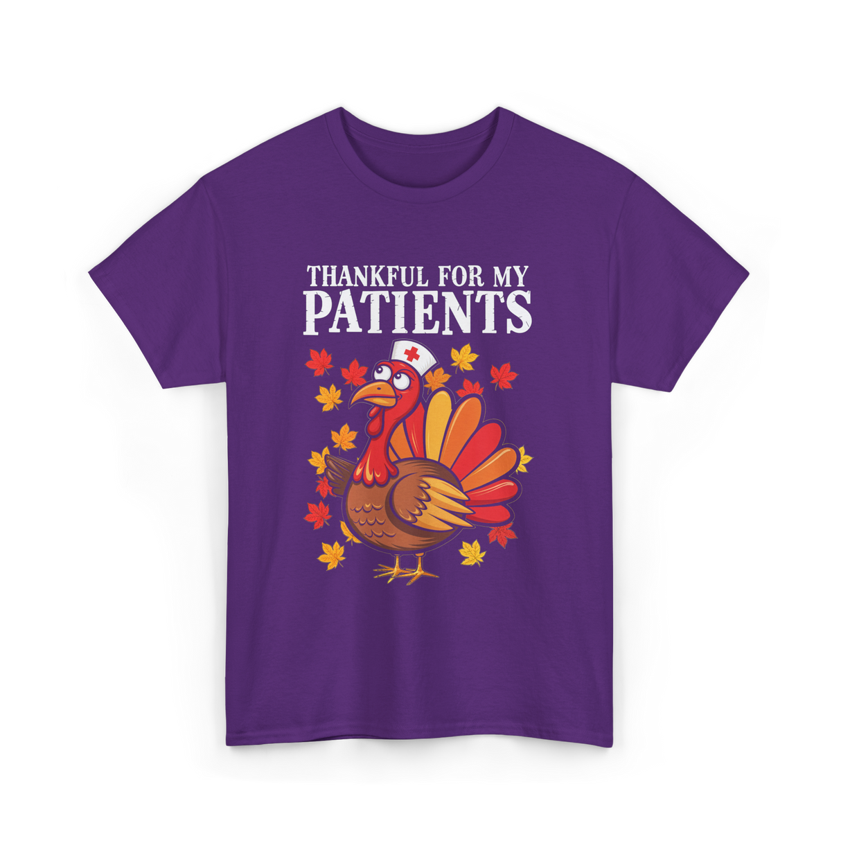 Thankful For Patients Turkey Nurse T-Shirt - Purple