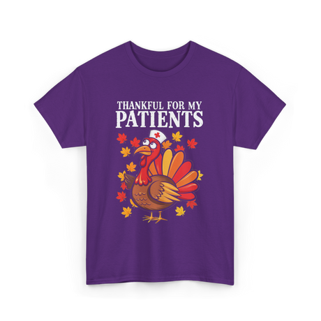 Thankful For Patients Turkey Nurse T-Shirt - Purple