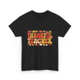 Thankful Teacher Retro Thanksgiving T-Shirt - Black