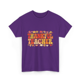 Thankful Teacher Retro Thanksgiving T-Shirt - Purple