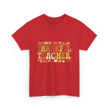 Thankful Teacher Retro Thanksgiving T-Shirt - Red