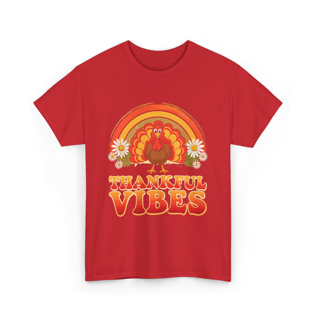 Thankful Vibes Turkey T-Shirt - Red