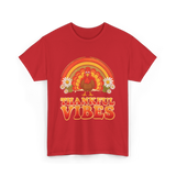 Thankful Vibes Turkey T-Shirt - Red