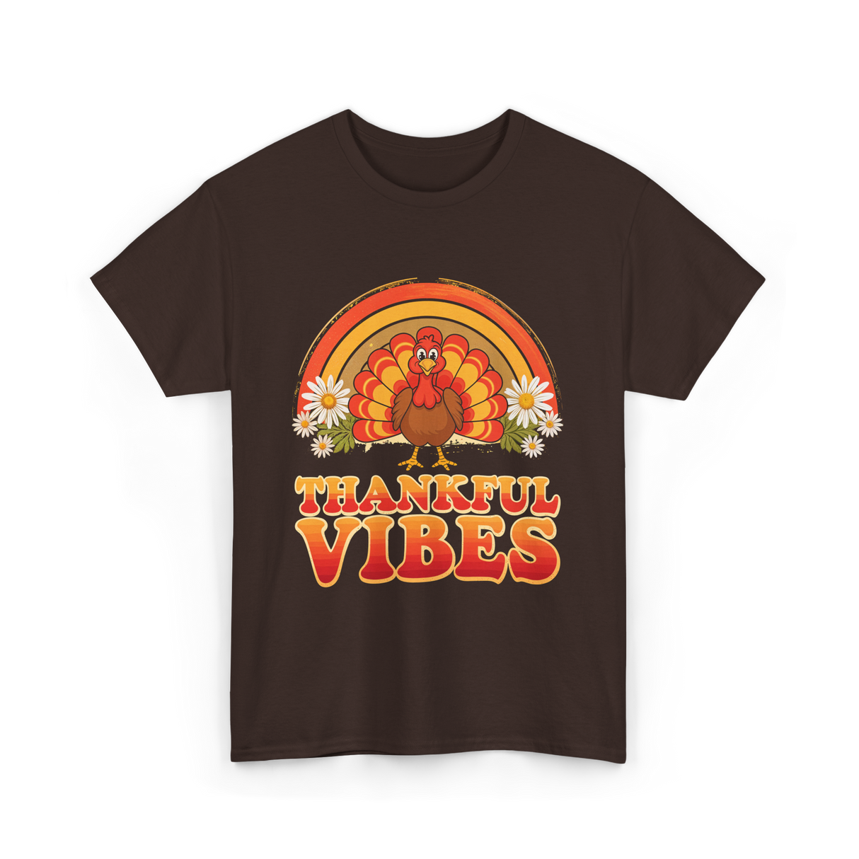 Thankful Vibes Turkey T-Shirt - Dark Chocolate