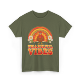 Thankful Vibes Turkey T-Shirt - Military Green