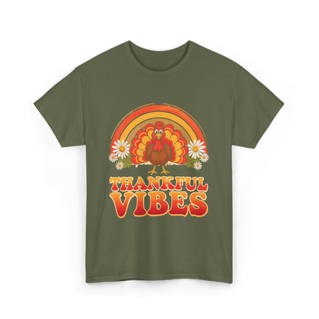 Thankful Vibes Turkey T-Shirt - Military Green