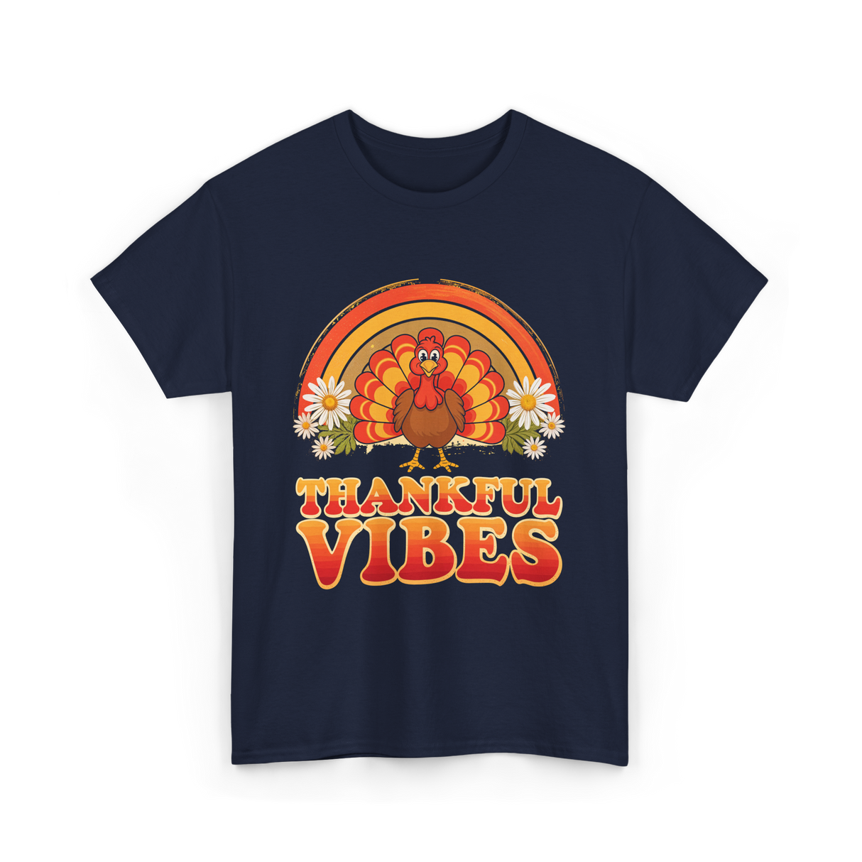 Thankful Vibes Turkey T-Shirt - Navy