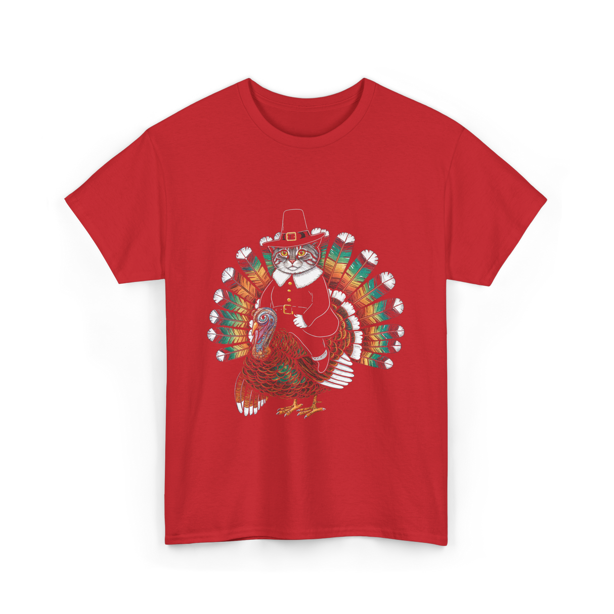 Thanksgiving Cat Turkey Costume Thanksgiving T-Shirt - Red