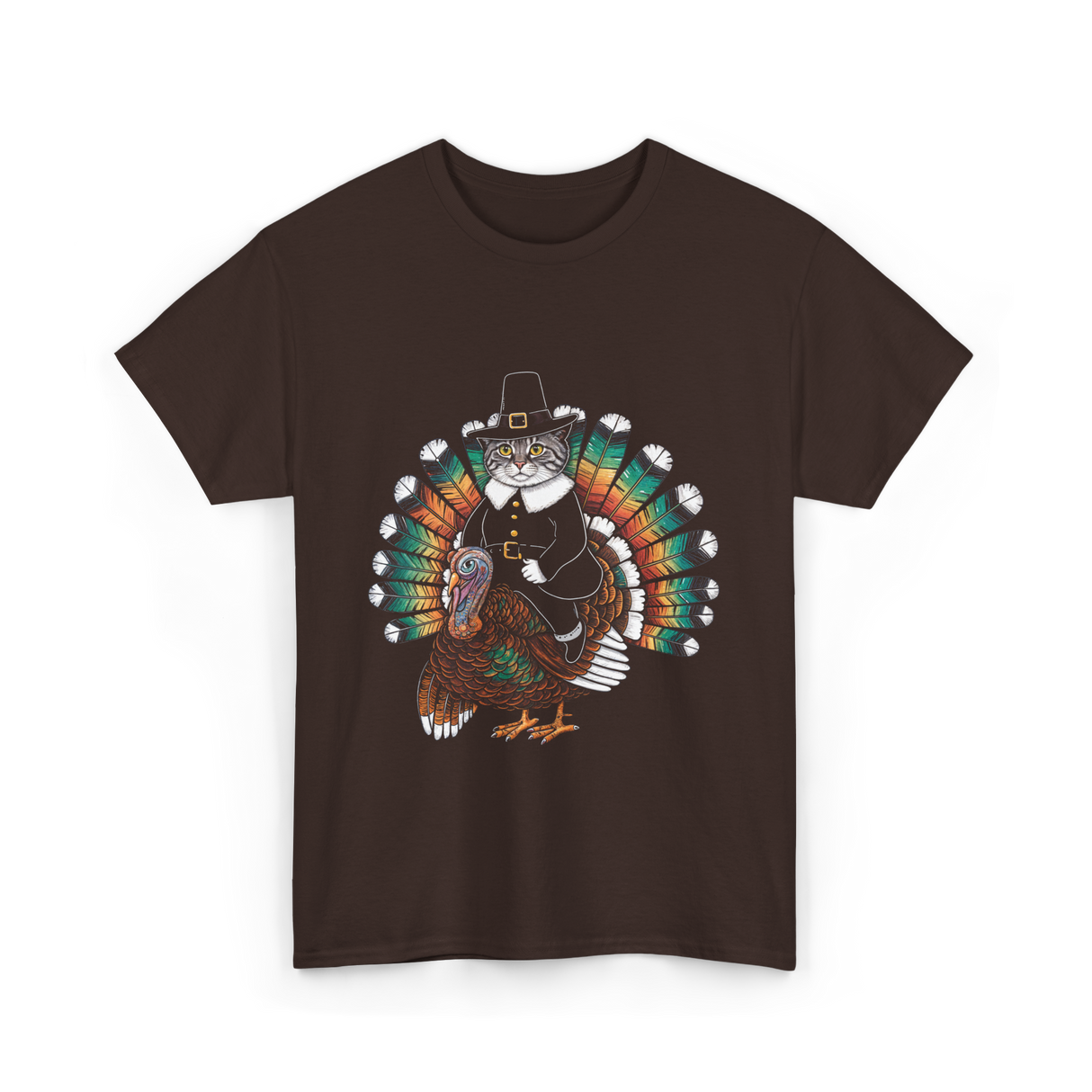 Thanksgiving Cat Turkey Costume Thanksgiving T-Shirt - Dark Chocolate