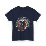 Thanksgiving Cat Turkey Costume Thanksgiving T-Shirt - Navy