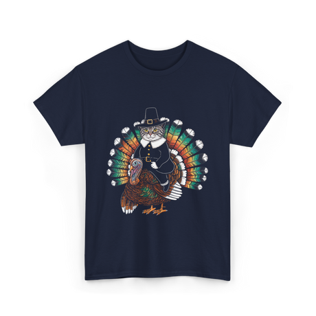 Thanksgiving Cat Turkey Costume Thanksgiving T-Shirt - Navy