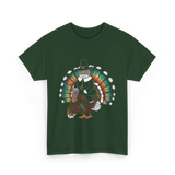 Thanksgiving Cat Turkey Costume Thanksgiving T-Shirt - Forest Green