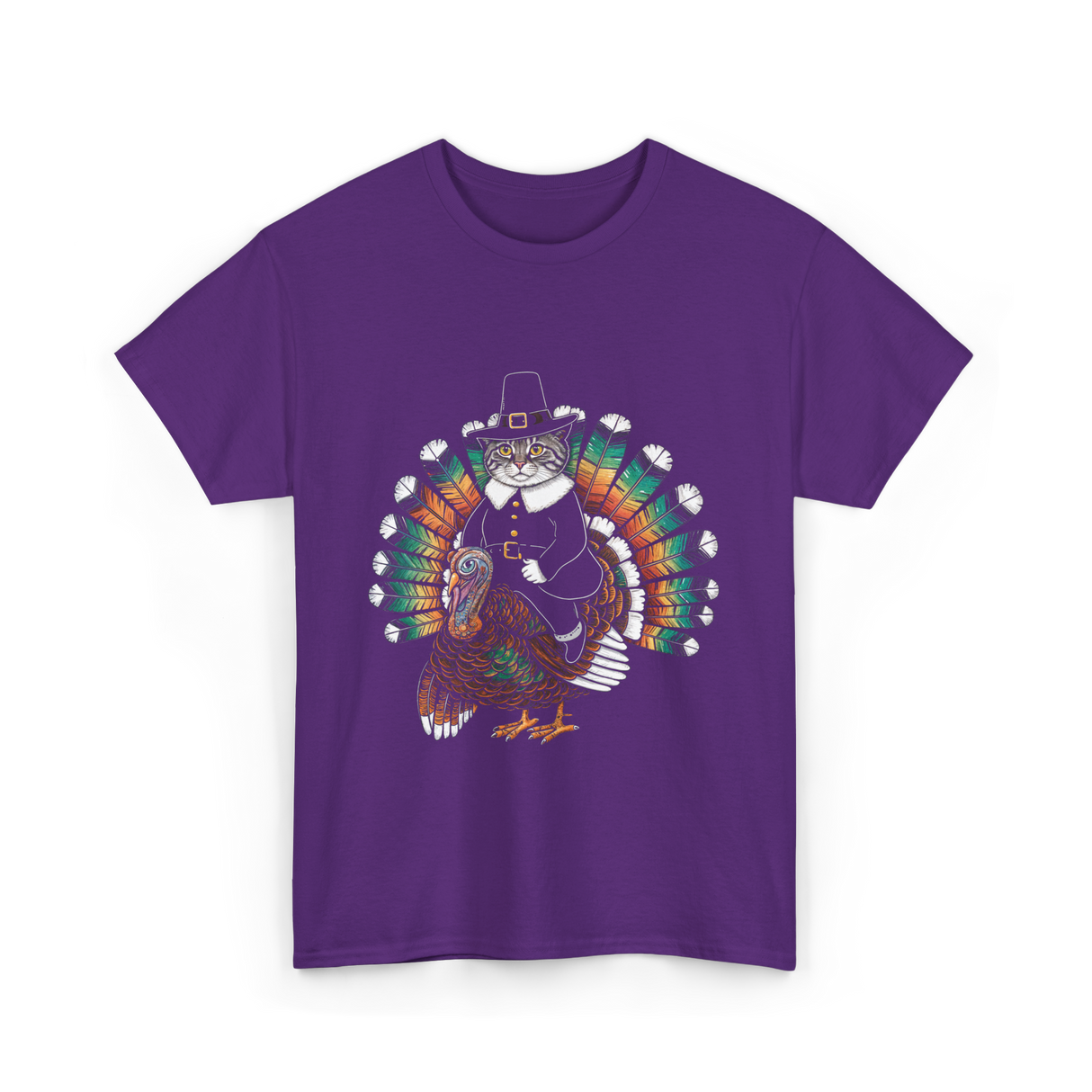 Thanksgiving Cat Turkey Costume Thanksgiving T-Shirt - Purple