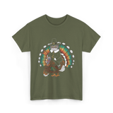 Thanksgiving Cat Turkey Costume Thanksgiving T-Shirt - Military Green