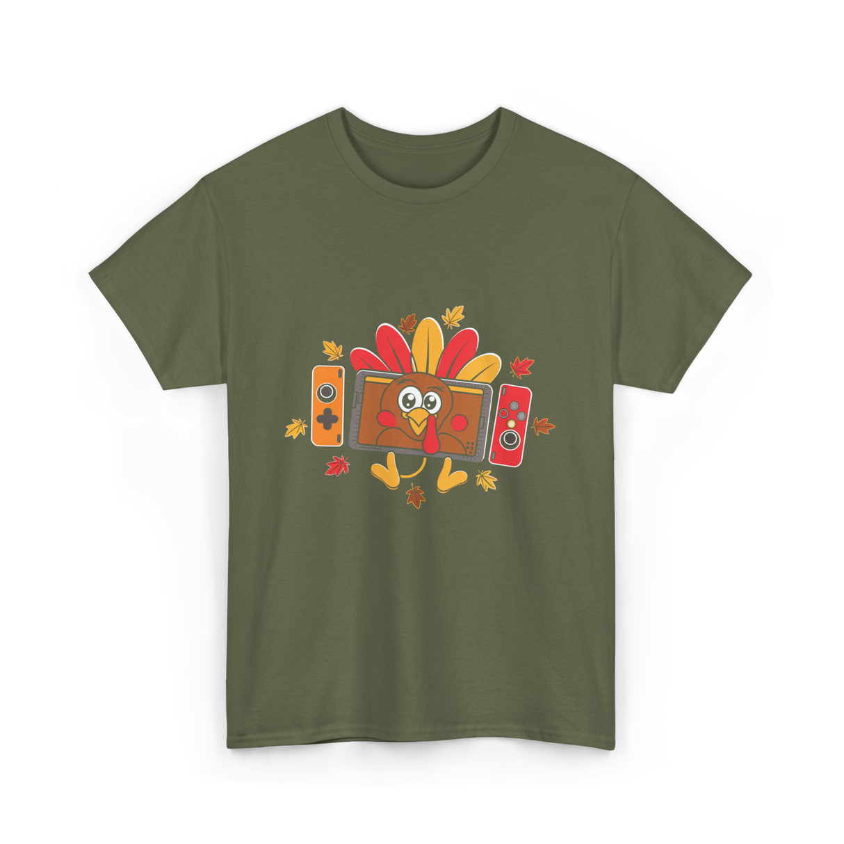 Thanksgiving Gamer Turkey Gaming T-Shirt - Military Green