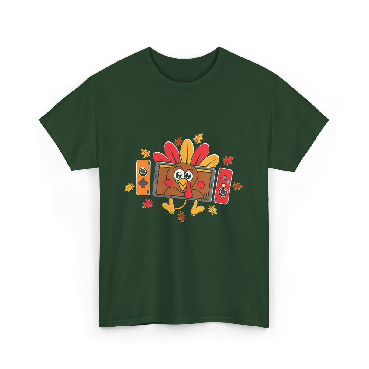 Thanksgiving Gamer Turkey Gaming T-Shirt - Forest Green