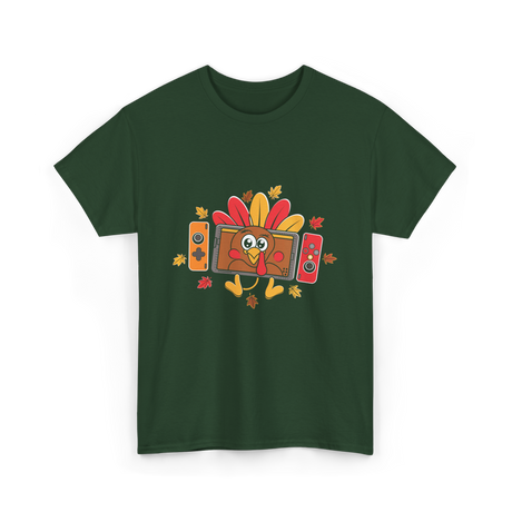 Thanksgiving Gamer Turkey Gaming T-Shirt - Forest Green