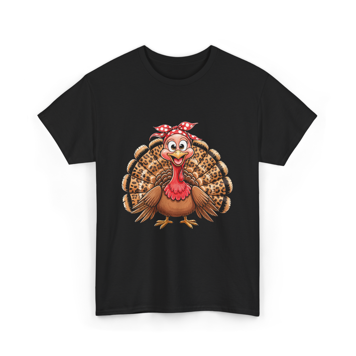 Thanksgiving Leopard Turkey T-Shirt - Black