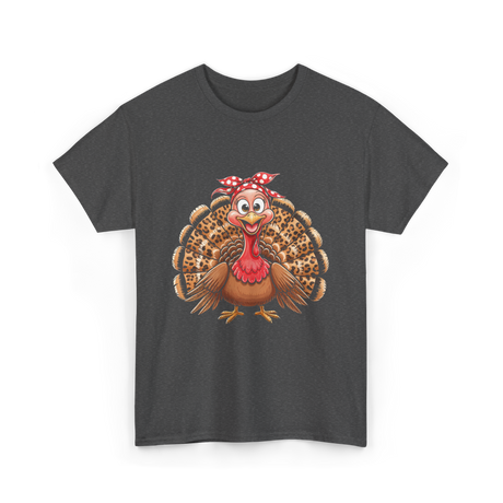 Thanksgiving Leopard Turkey T-Shirt - Dark Heather