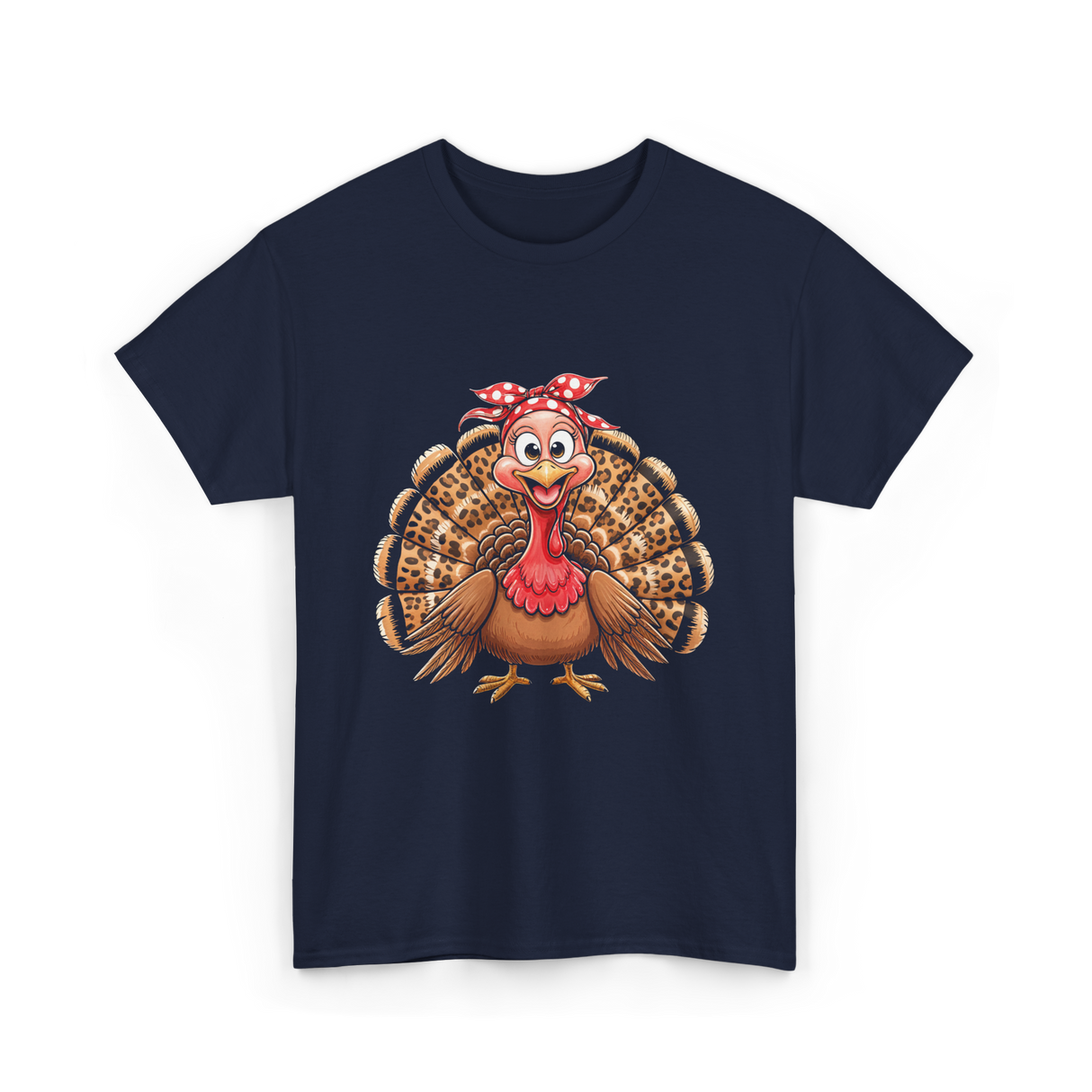 Thanksgiving Leopard Turkey T-Shirt - Navy