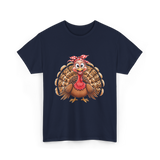 Thanksgiving Leopard Turkey T-Shirt - Navy