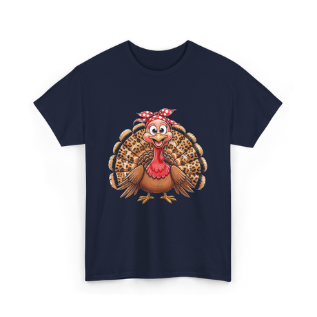 Thanksgiving Leopard Turkey T-Shirt - Navy