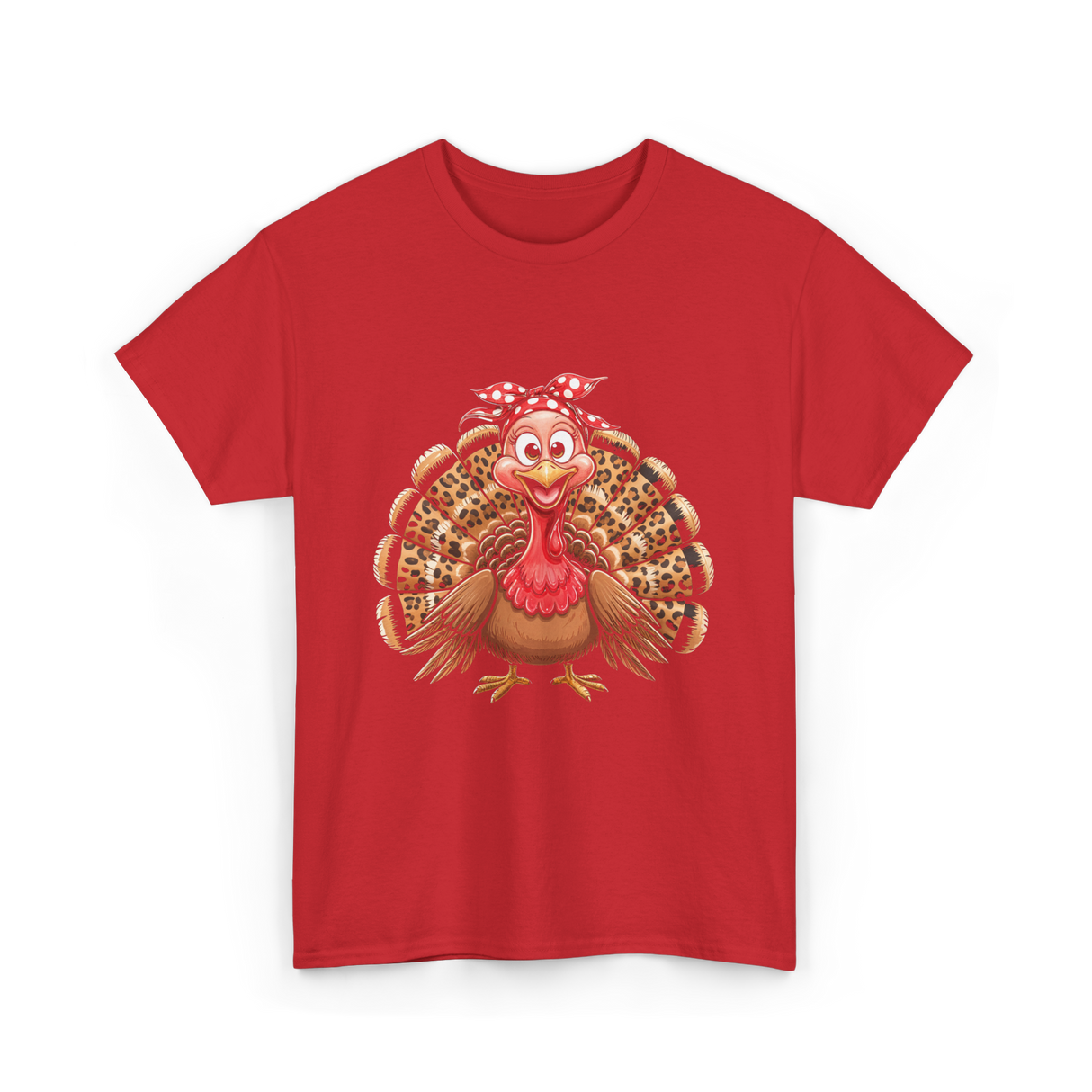 Thanksgiving Leopard Turkey T-Shirt - Red