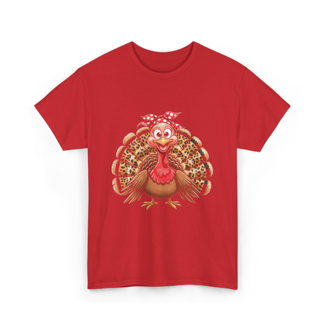 Thanksgiving Leopard Turkey T-Shirt - Red