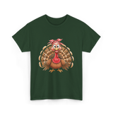 Thanksgiving Leopard Turkey T-Shirt - Forest Green