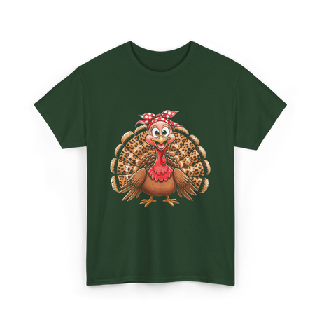 Thanksgiving Leopard Turkey T-Shirt - Forest Green