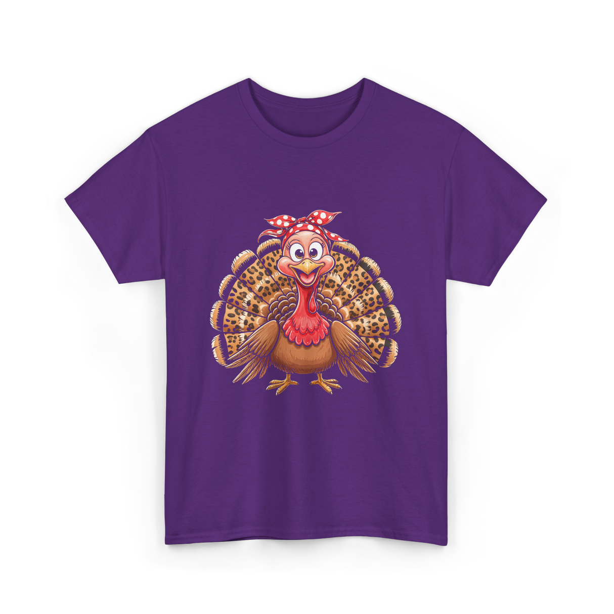 Thanksgiving Leopard Turkey T-Shirt - Purple