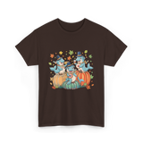 Thanksgiving Manatee Pumpkins Fall T-Shirt - Dark Chocolate