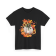 Thanksgiving Pumpkin Sunflower Autumn T-Shirt - Black