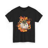 Thanksgiving Pumpkin Sunflower Autumn T-Shirt - Black