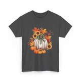 Thanksgiving Pumpkin Sunflower Autumn T-Shirt - Dark Heather