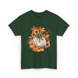 Thanksgiving Pumpkin Sunflower Autumn T-Shirt - Forest Green