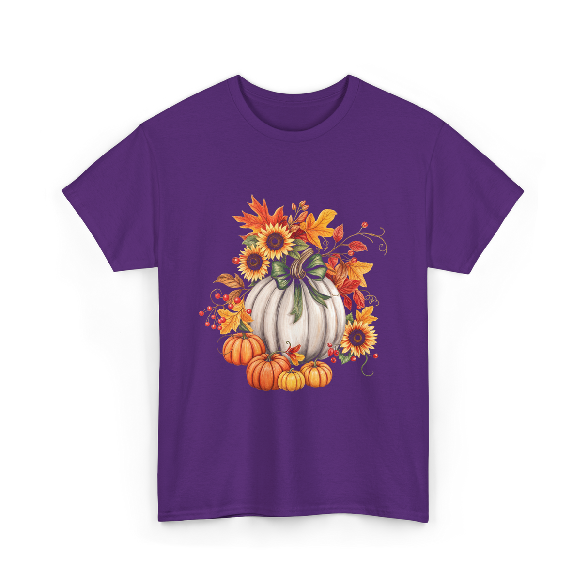 Thanksgiving Pumpkin Sunflower Autumn T-Shirt - Purple