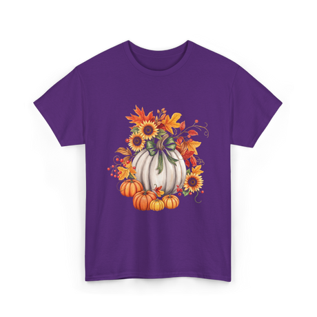 Thanksgiving Pumpkin Sunflower Autumn T-Shirt - Purple