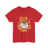 Thanksgiving Pumpkin Sunflower Autumn T-Shirt - Red