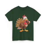 Thanksgiving Turkey Animal Autumn T-Shirt - Forest Green