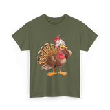 Thanksgiving Turkey Animal Autumn T-Shirt - Military Green