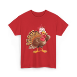 Thanksgiving Turkey Animal Autumn T-Shirt - Red