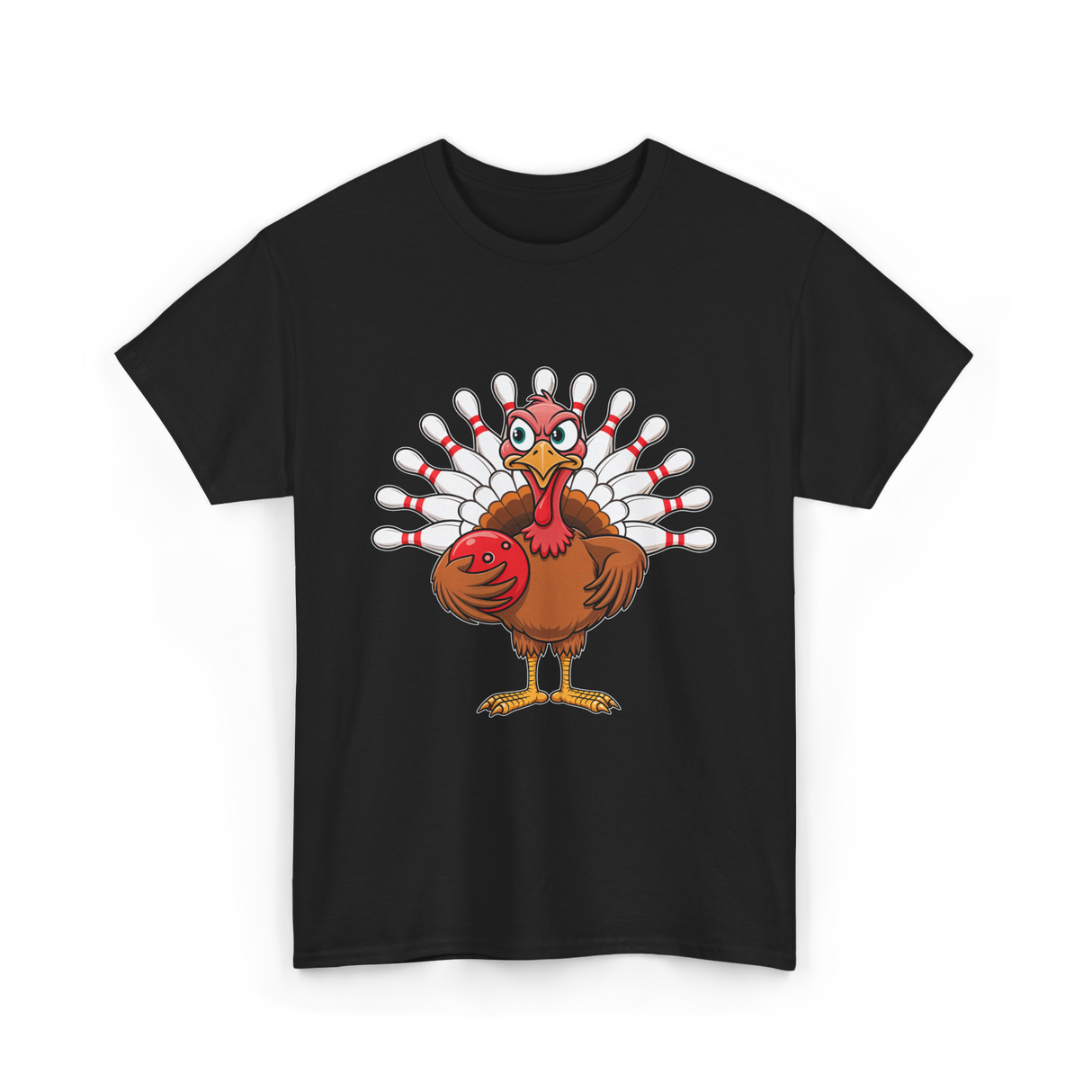 Thanksgiving Turkey Bowling Turkey T-Shirt - Black